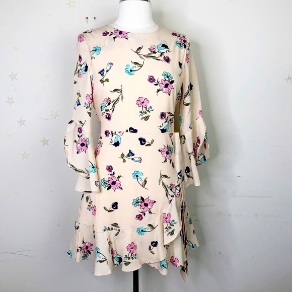 J.O.A. Dresses & Skirts - 𝅺J.O.A  pink floral print ruffled mini dress